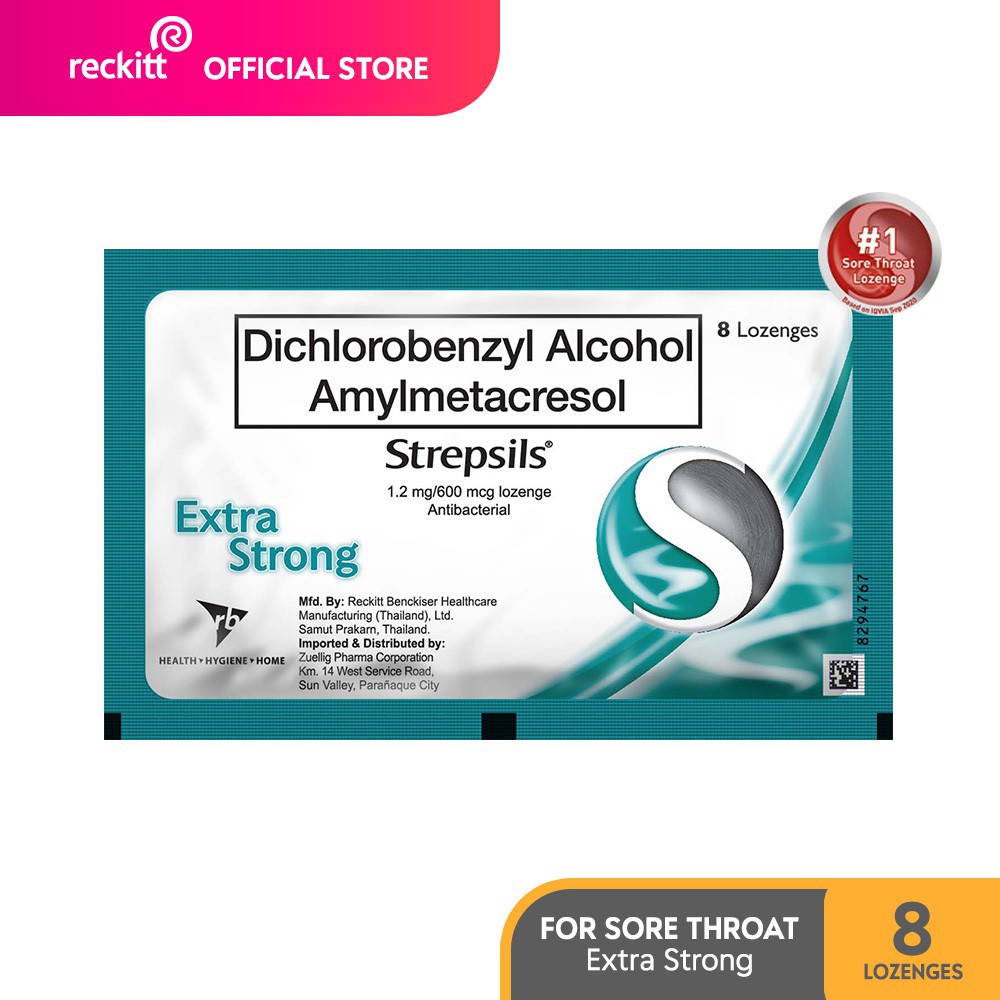 Strepsils Extra Strong Medicine Lozenges Pack of 8s for Sore Throat and