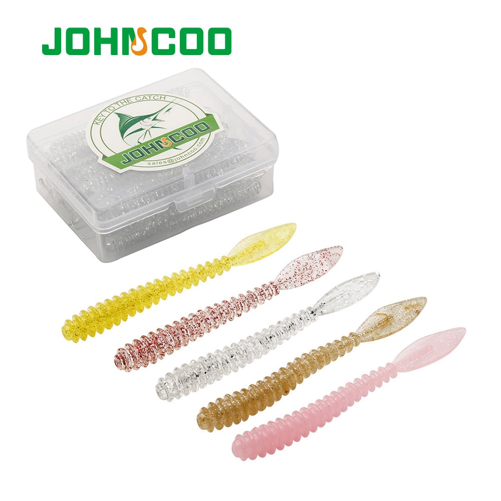JOHNCOO Soft Worm Ajing Fishing Lure 40 Pieces Soft Lures Worms