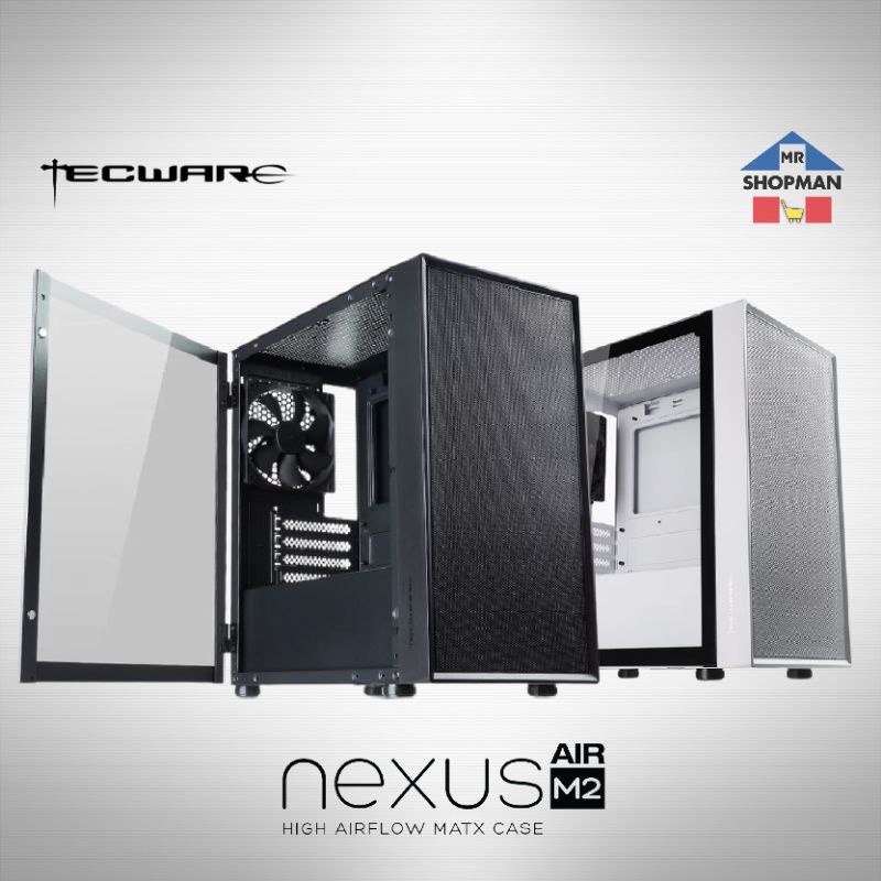 Tecware Nexus Air M2 Black White Mesh Matx Desktop Computer Pc Case 