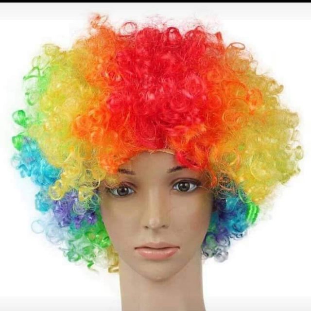 Multicolored Clown afro wig