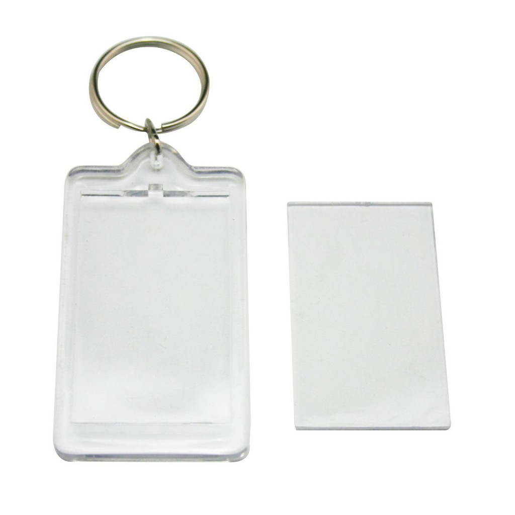 Blank square keychain with ring and chain for key Vector Image