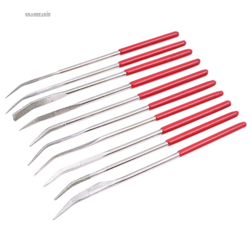 10 Pcs/Set Curved Mini Diamond File Set Special Shaped Needle Files 3× ...