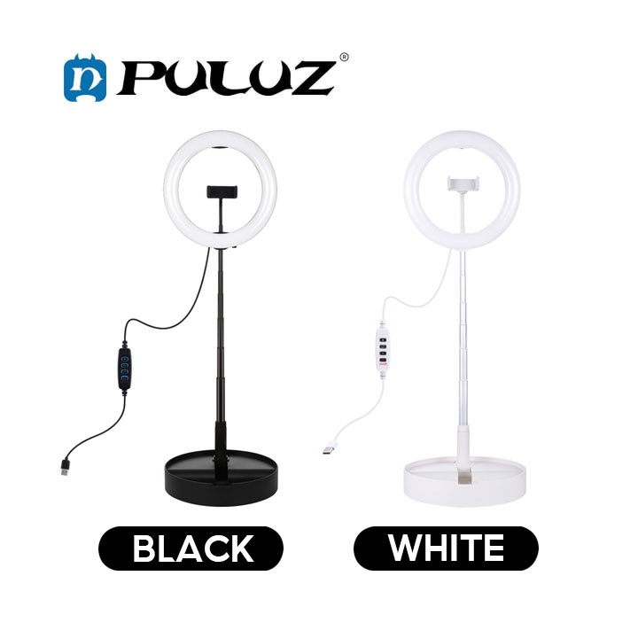 PULUZ PU480 inch 26cm USB Dimmable LED Curved Ring Light with Folding  Desktop Holder