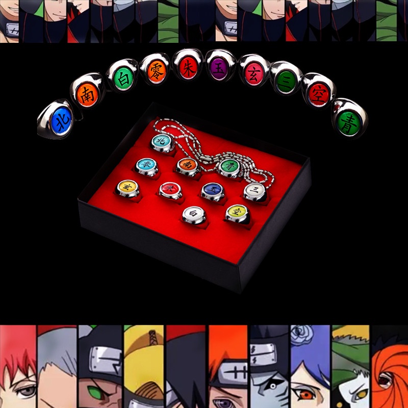 Phoetya - Naruto Akatsuki - Juego de 10 anillos de Naruto para miembros de  Cosplay