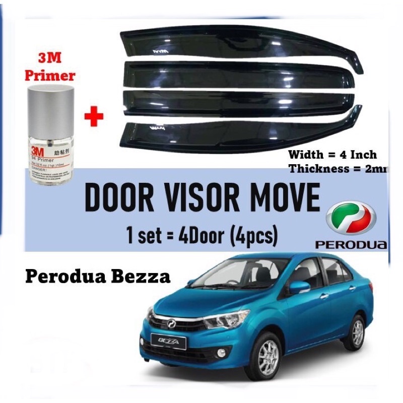 Perodua Bezza Door Visor Move Wind Deflector (4 pcs ) | Shopee Philippines