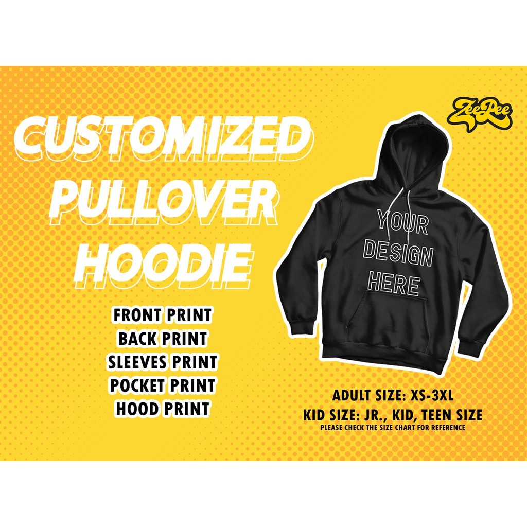 Customized Pull Over Hoodies Unisex Shopee Philippines