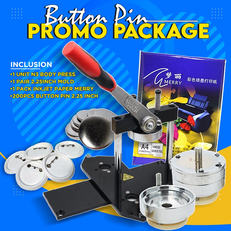 (Promo Package) QUAFF Button Pin Press Machine N3 Swing Type Button ...