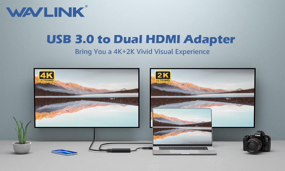 Wavlink Usb 3.0 To Dual HDMI Adapter Max 4k Display Output Type A C ...