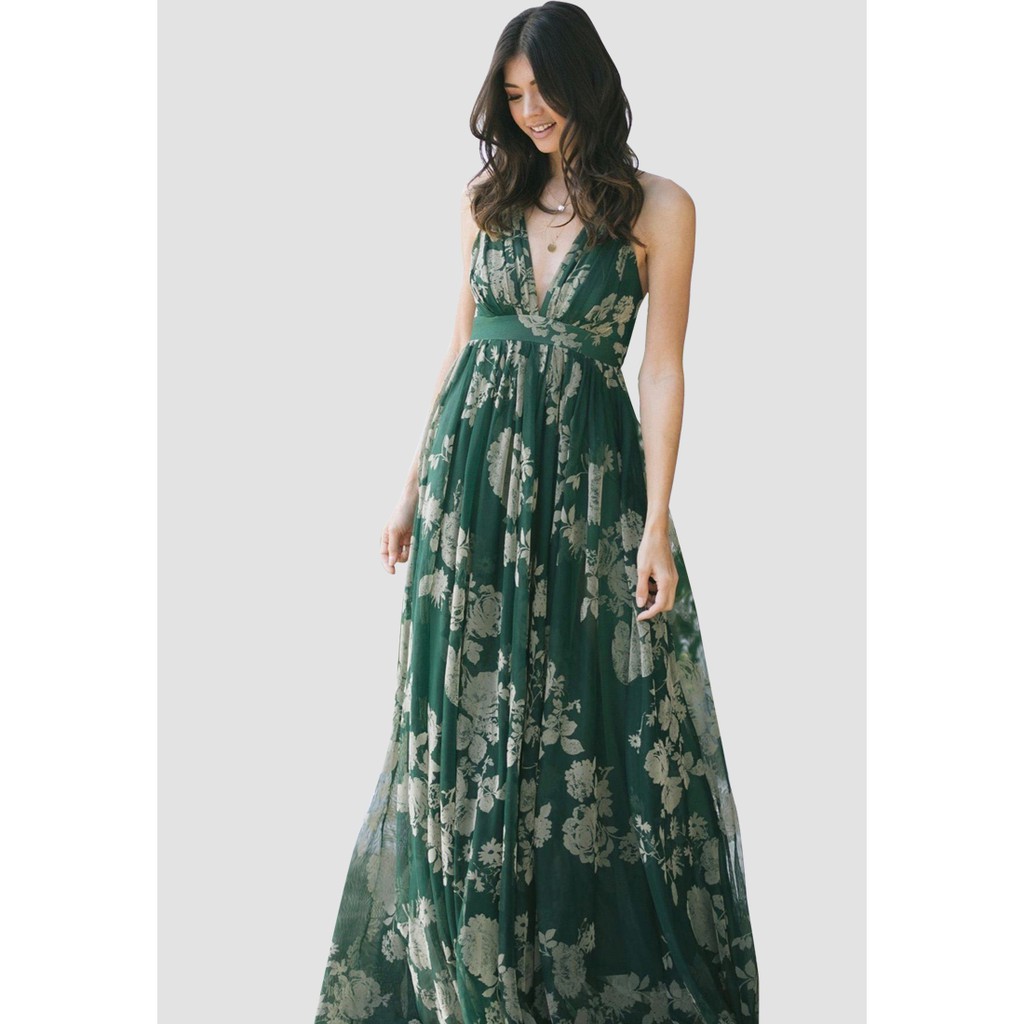 Miss M Crossover Back Floral Chiffon Maxi Dress S502 | Shopee Philippines