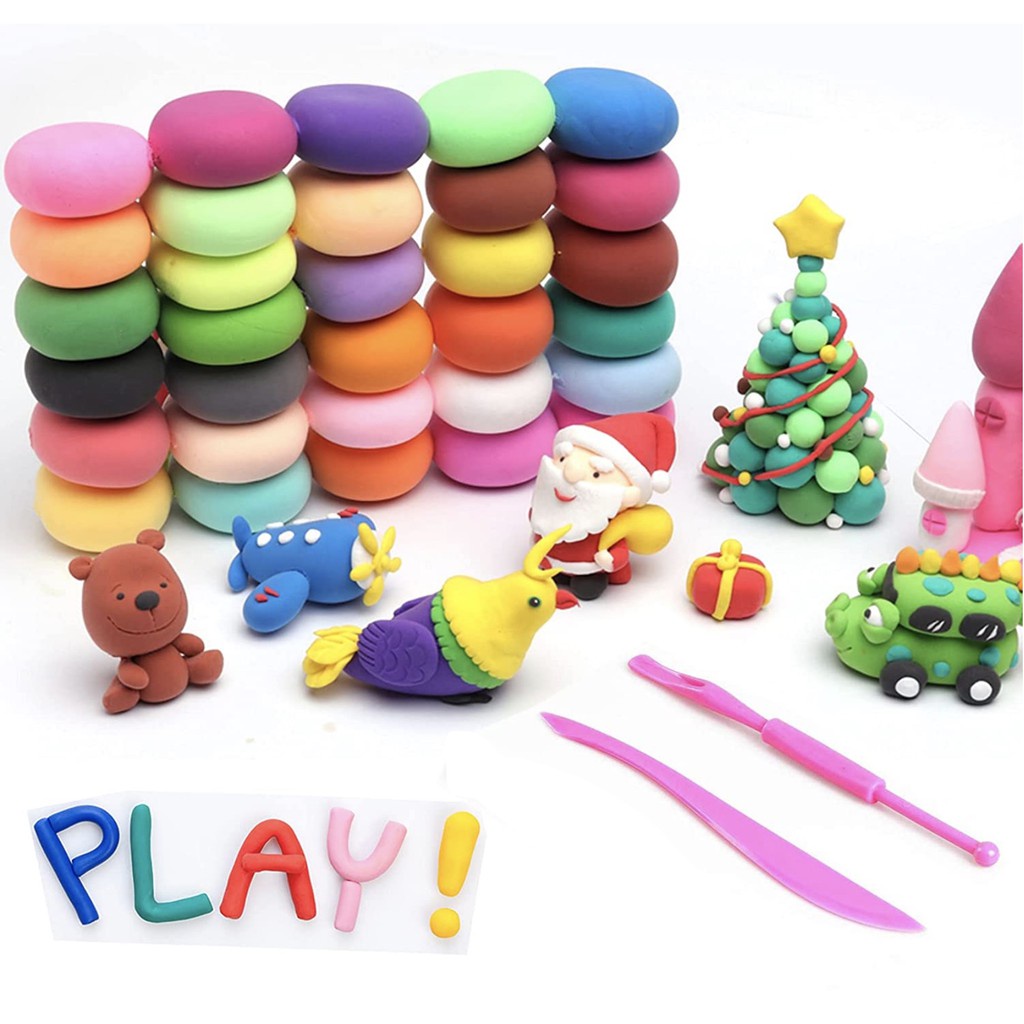 24 pcs Air Dry Clay with Tools, Lightweight Clay for Slime Clay