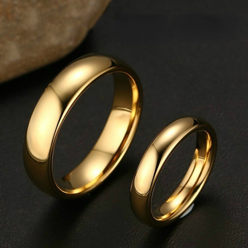 1PC Fashion Luxury 18K Gold Engagement Wedding Ring Male 6mm Female 4mm ...