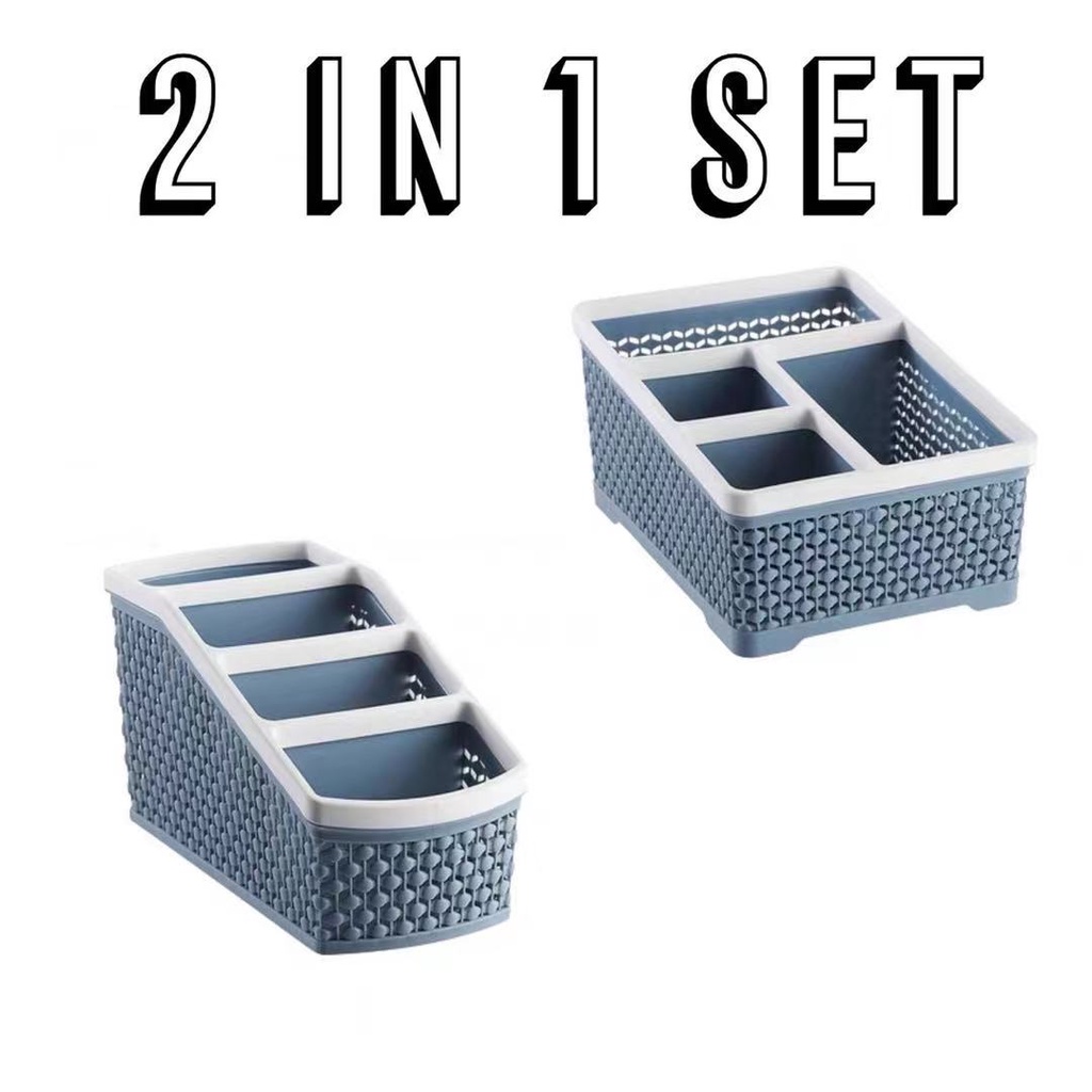 2in1 set Multifunctional Office Household Desktop Storage Box Imitated