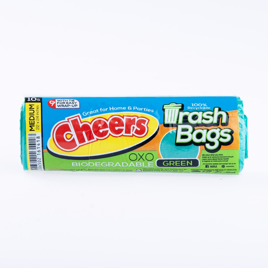 Cheers Medium Size Black Trash Bag - 10 Bags (1 Pack)
