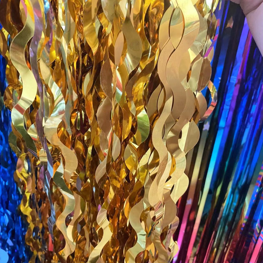 PS327 NEW! Curly Foil Curtain Party Backdrop Decoration Birthday