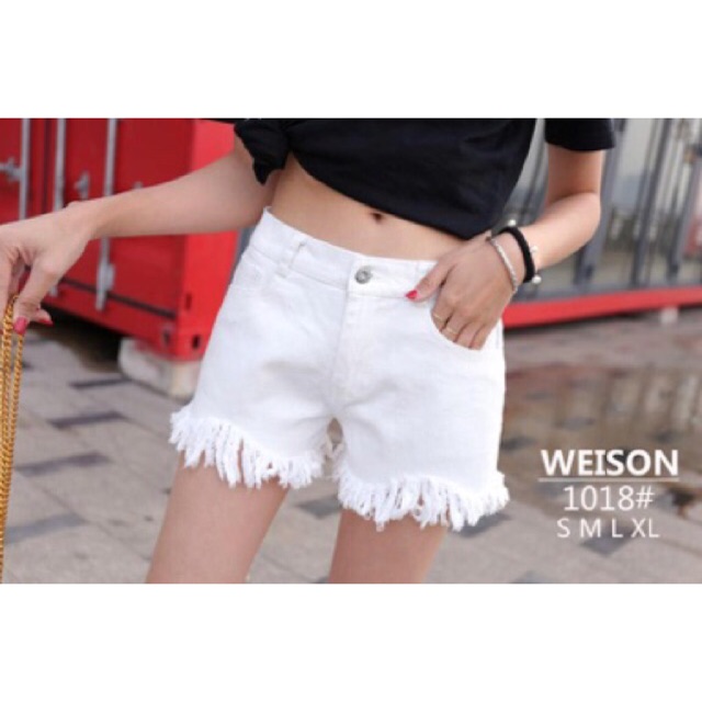 denim shorts/white/with pocket