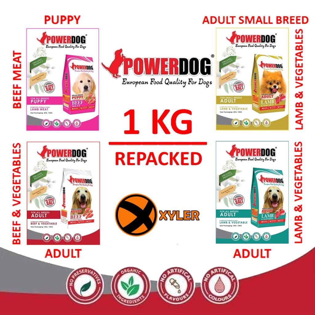 PET FOODCAT FOOD☒ PowerDog Organic Halal Dry Food 1Kg (Repacked) Puppy Adult Beef Lamb
