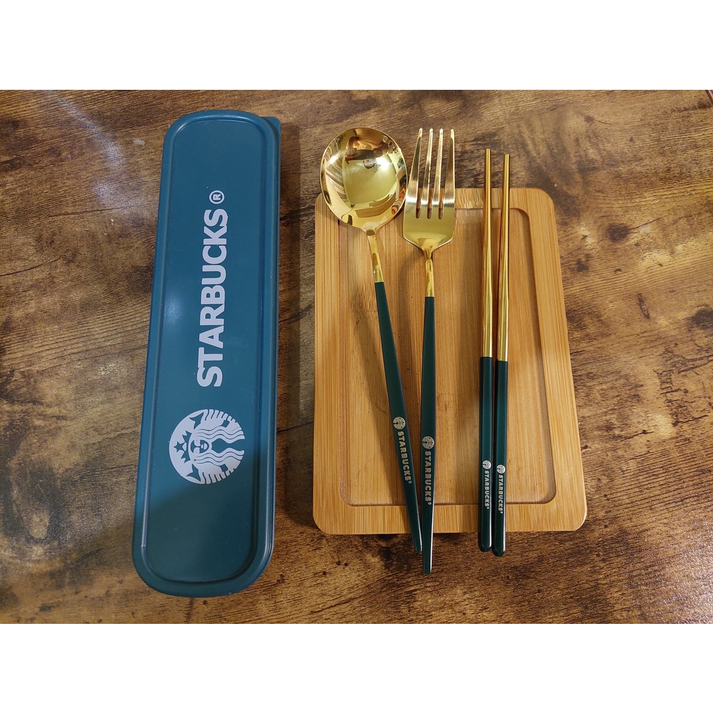 Spoon, Fork and Chopsticks Set (Green) (with case) Shopee Philippines