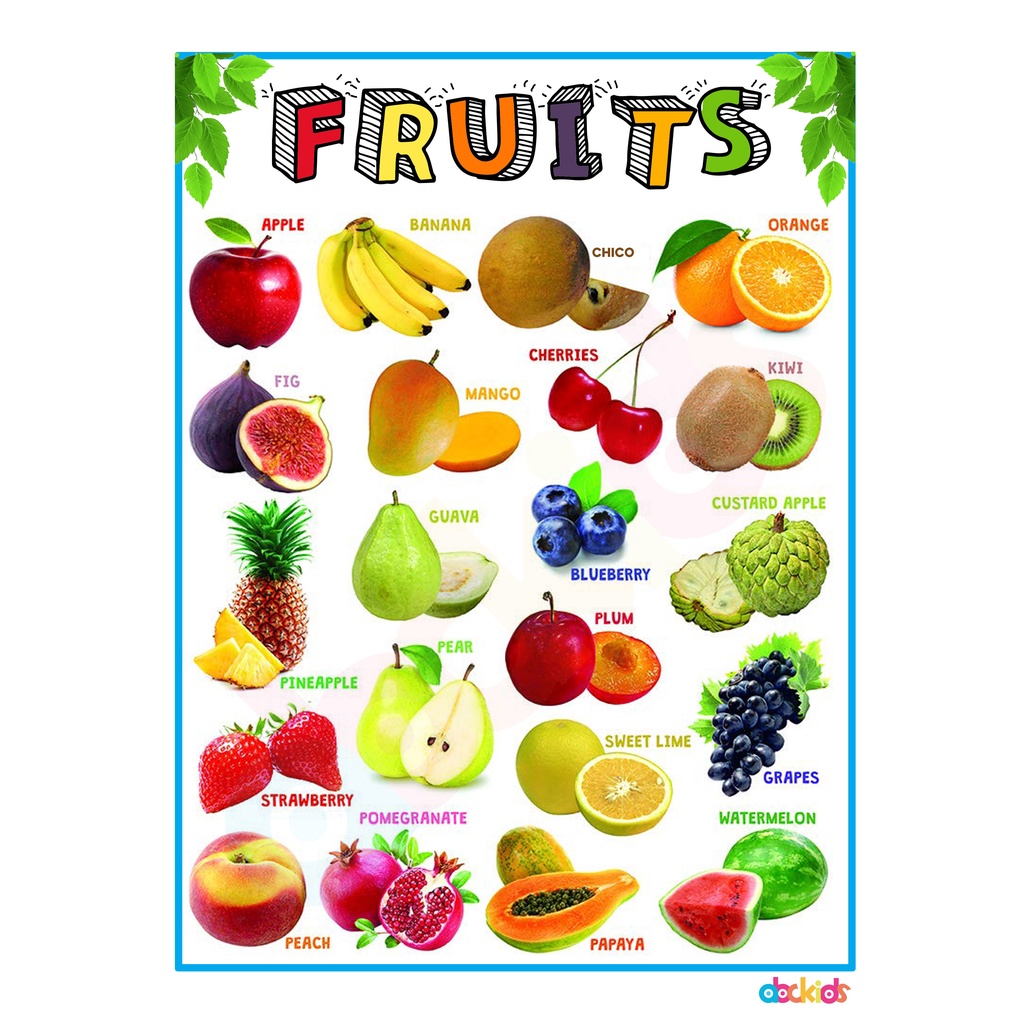 Fruits and Vegetables Learning Materials and Educational Charts For ...