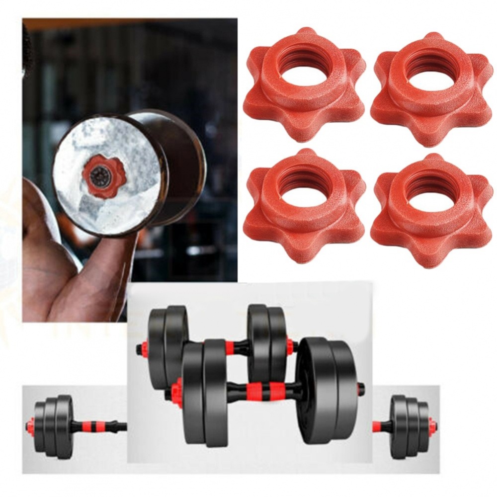 Dumbbell Nut Plastic Red Weight 4pc Bar Barbell Check Clips Dumbbell ...