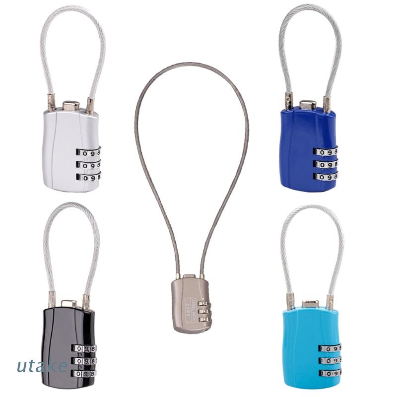 Utake Helmet Chain Lock Motorcycle Anti-theft Cable 3 -digit Password ...