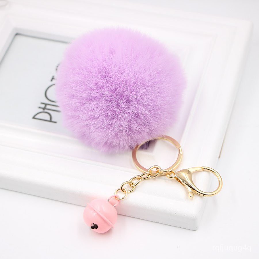  Miraclekoo Rabbit Fur Ball Pom Pom Keychain Gold