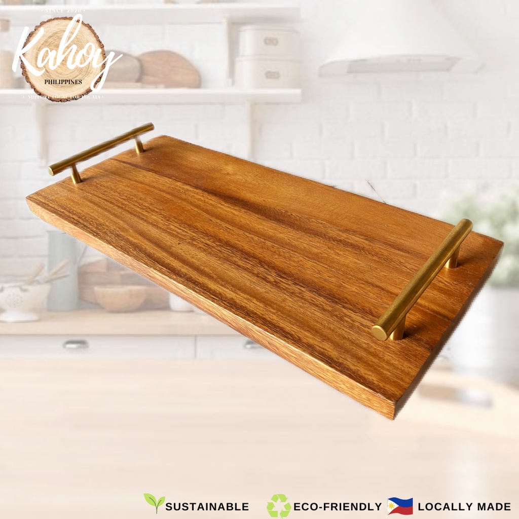 Kahoy Charcuterie board with gold handle/ classy wooden tray (8x18 ...