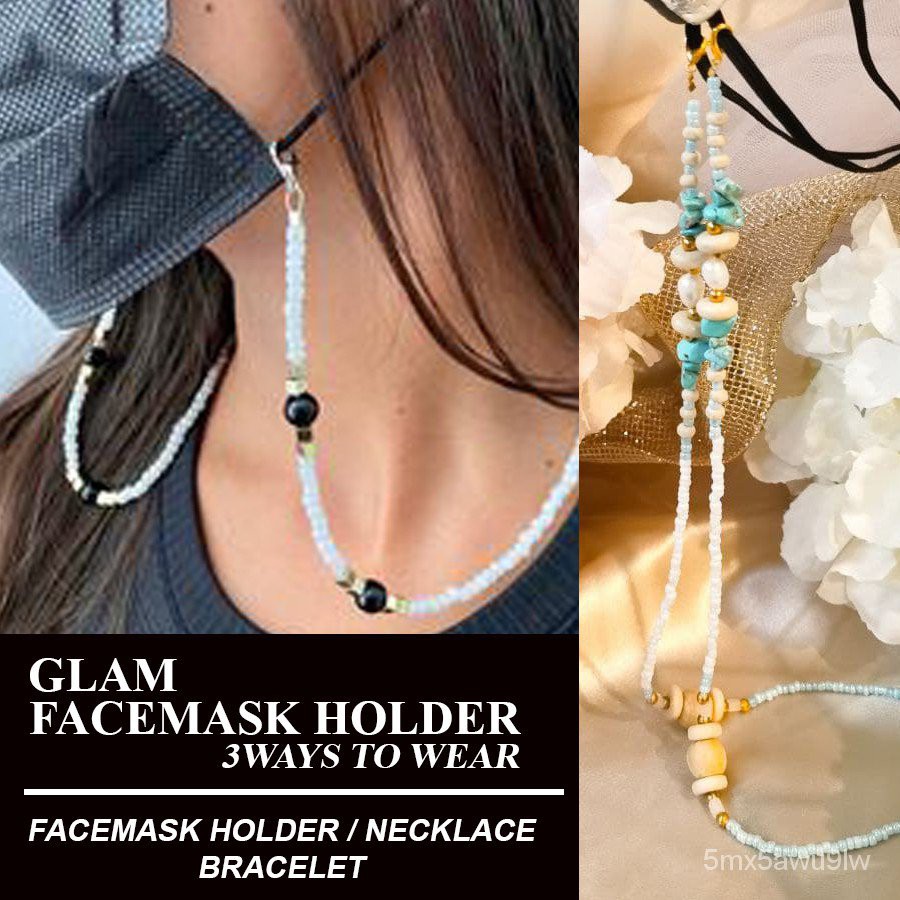 jjyB Facemask holder lanyard beads 3 way face mask necklace bracelet  hollermall beaded bead