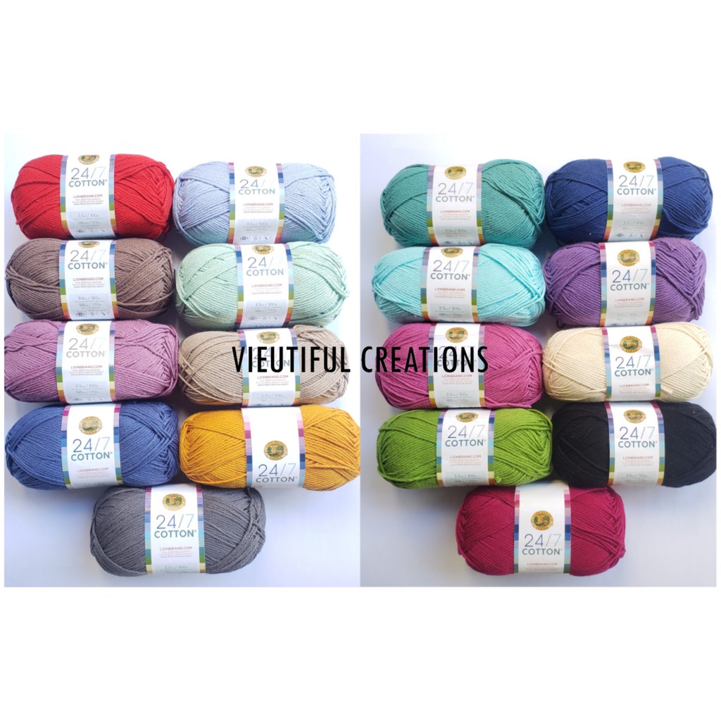 Lion Brand Yarn Lion Brand 24/7 Cotton Yarn, Yarn for Knitting, Crocheting,  and Crafts, Pink Lemonade, 3 Pack