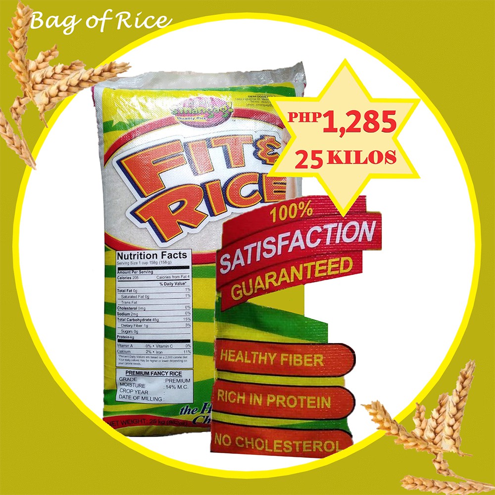 Bag Of Rice Denorado FIT Pure Long Grain White Rice Isabela Province Origin 25KG Shopee