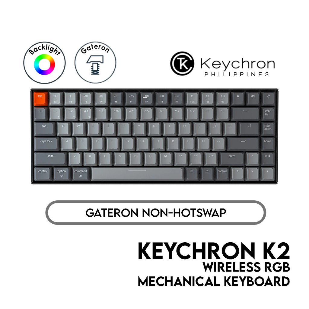 Keychron K2 Wireless Mechanical Keyboard (75% Layout, Wired