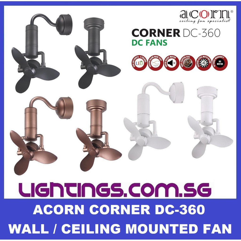 ACORN CORNER FAN DC-360- WALL / CEILING MOUNTED | Shopee Philippines