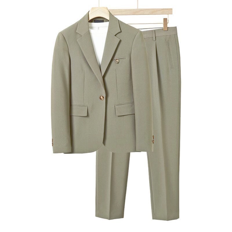 (Suit Jacket+Trousers 2-Piece Suit) Spring Autumn High-End Men's Suit ...