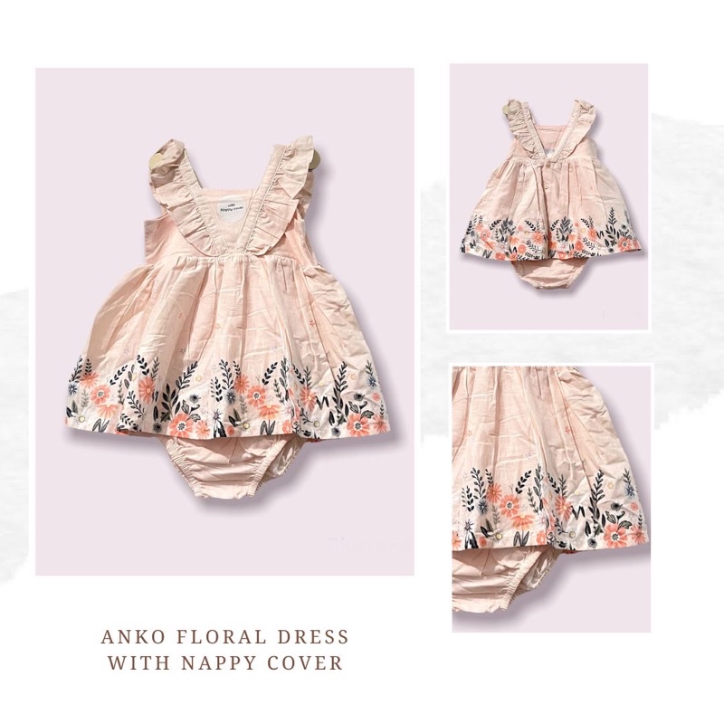 Anko Baby Floral Ruffled Dress with Nappy Cover | Shopee Philippines