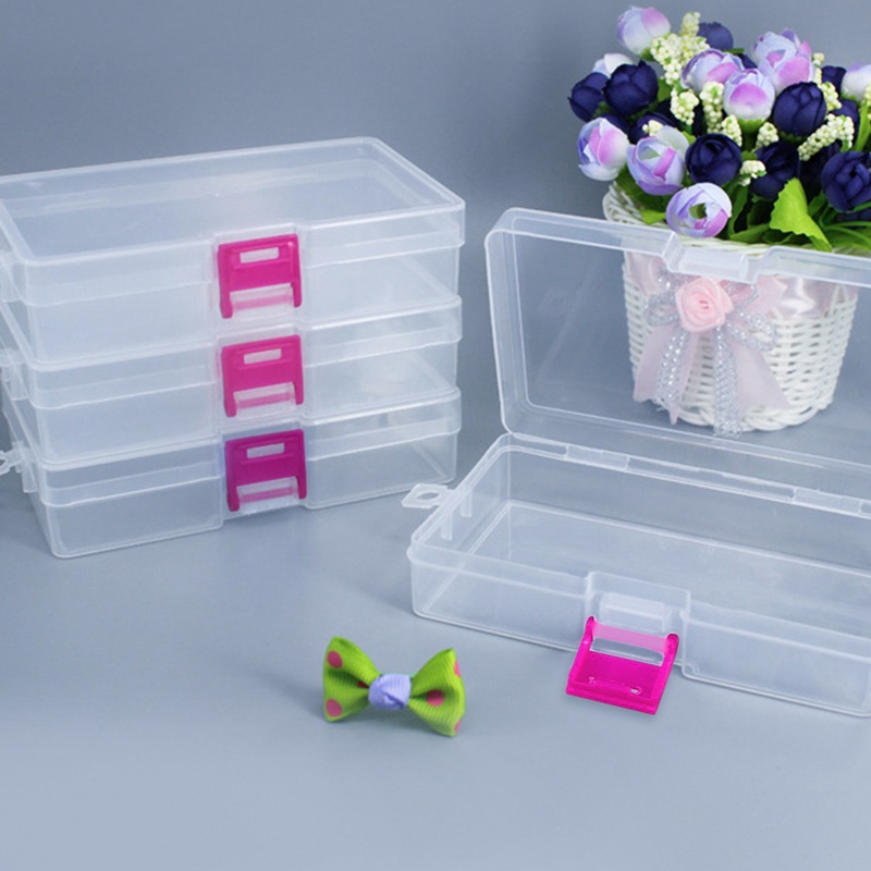 Transparent Rectangle Storage Box with Buckle Student Portable Plastic
