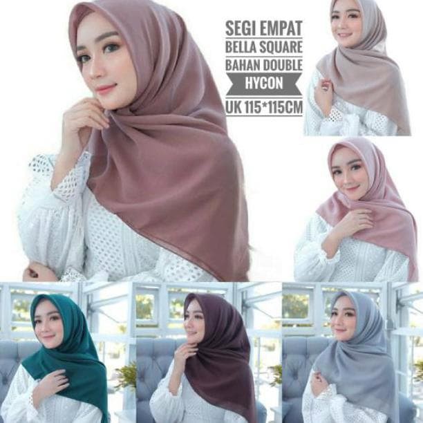 Bella SQUARE HIJAB Plain Sewing Edge/DOUBLE Antem Rectangular HIJAB