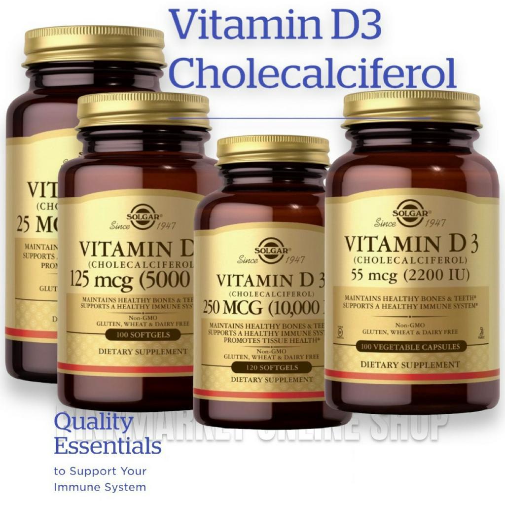 Solgar Vitamin D3 (Cholecalciferol),125 MCG (5000 IU), 250 MCG (10,000 ...