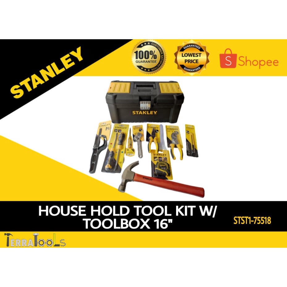 STANLEY House Hold Tool Kit With Tool Box 16" Shopee Philippines
