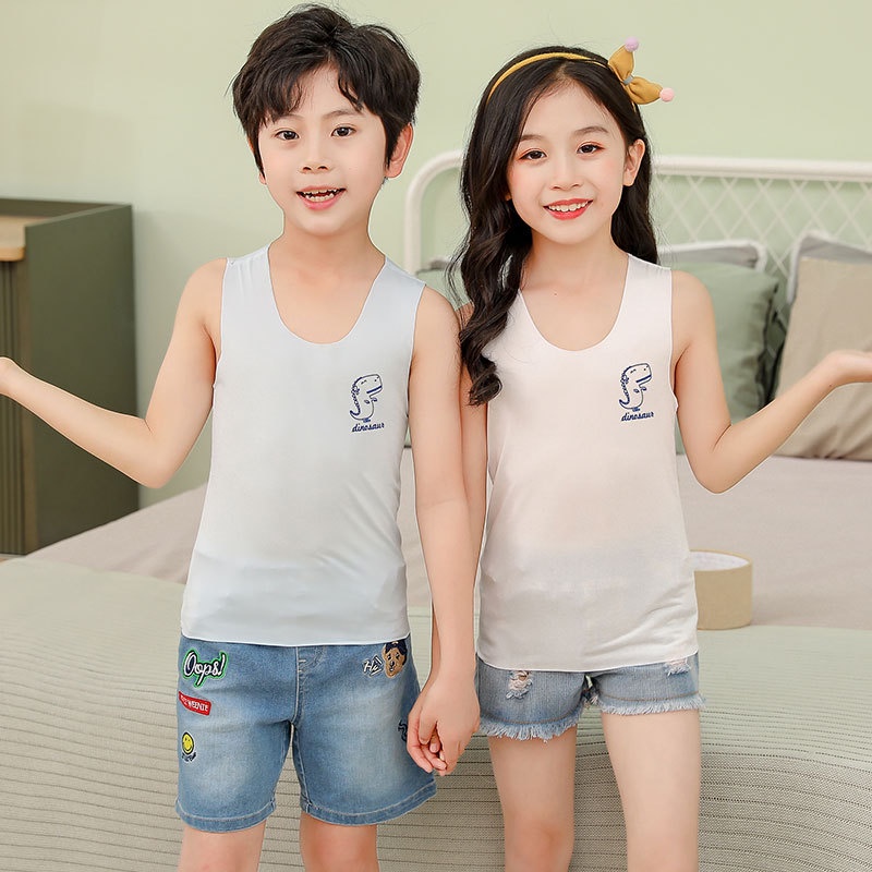 100-150CM Ice Silk Seamless Thin Style Inner Wear Female Baby Boy Vest  Breathable Comfortable Boneless Brother Sister Clothing Ready Stock Fast  Shipping