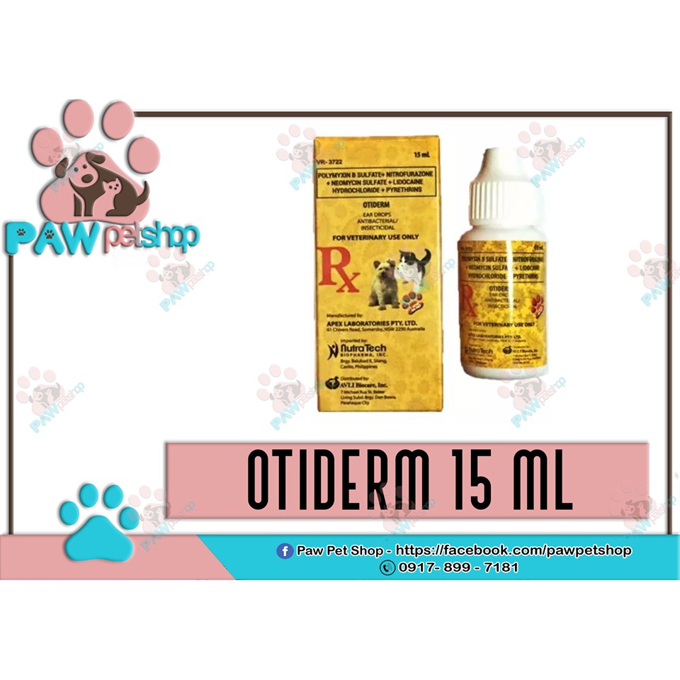 Otiderm Antibacterial & Insecticidal Ear Drops for Dogs and Cats (15ml