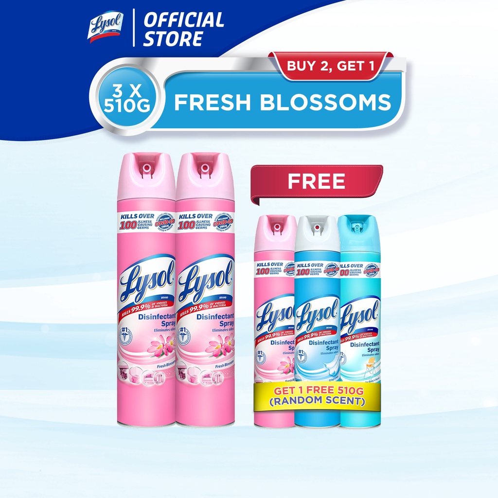 [B2G1] Lysol Disinfectant Spray Fresh Blossoms 510g + FREE 510g (Random