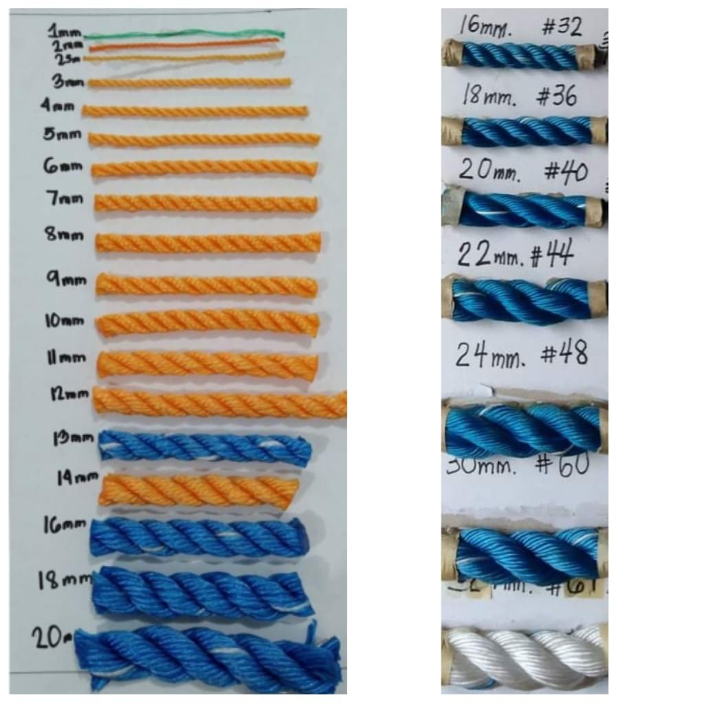 Nylon Rope Samples any sizes available.. please choose your size needed