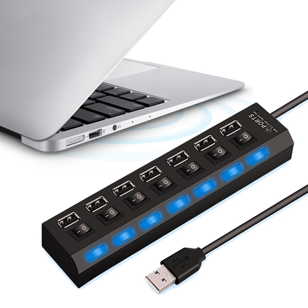 Usb Hub 2.0 Adapter Portable 7 Ports Micro Usb 2.0 Hab Splitter With 