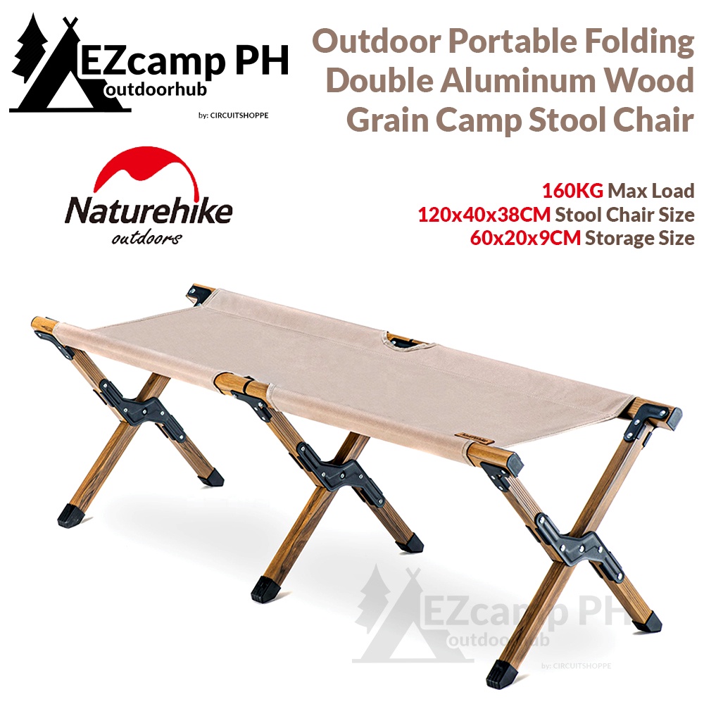Naturehike Portable Camping Double Stool Chair up to 160KG Max Folding ...