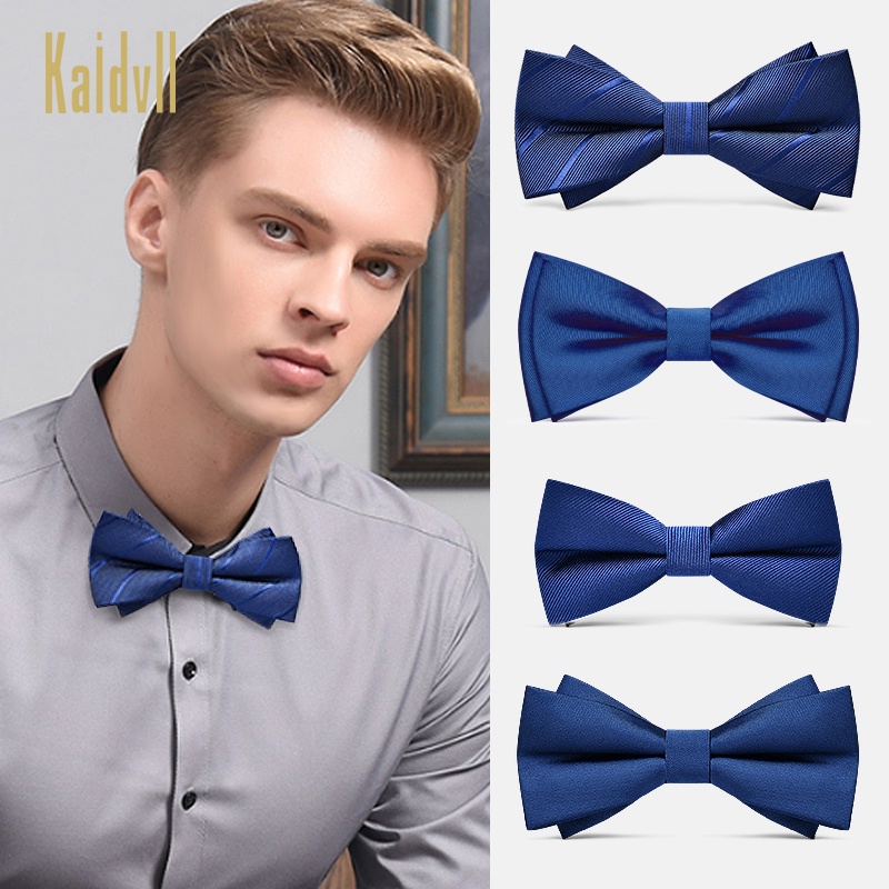 ☈Blue bow tie wedding male groom best man red solid color men s formal suit shirt Shopee