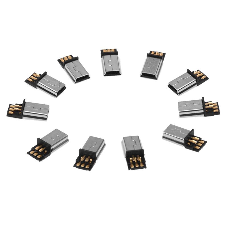 10 Pcs Mini USB 5 Pin Male Plug DIY SMT Connector Silver T | Shopee ...