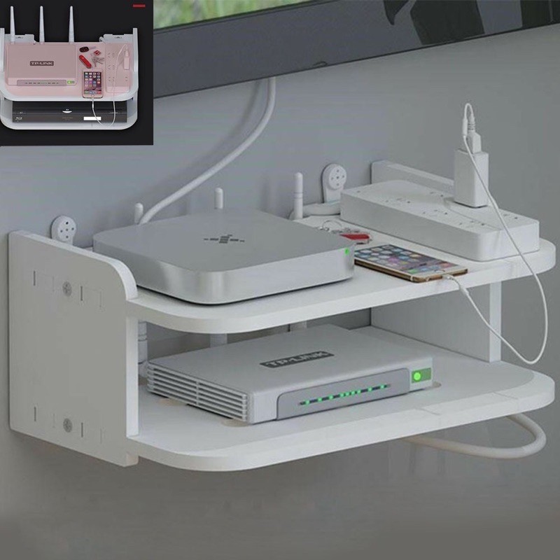 living room TV wall settop box rack router storage box wall wifi rack