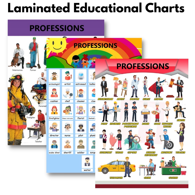 Laminated Professions Charts For Kids, Learners And Students | Shopee ...