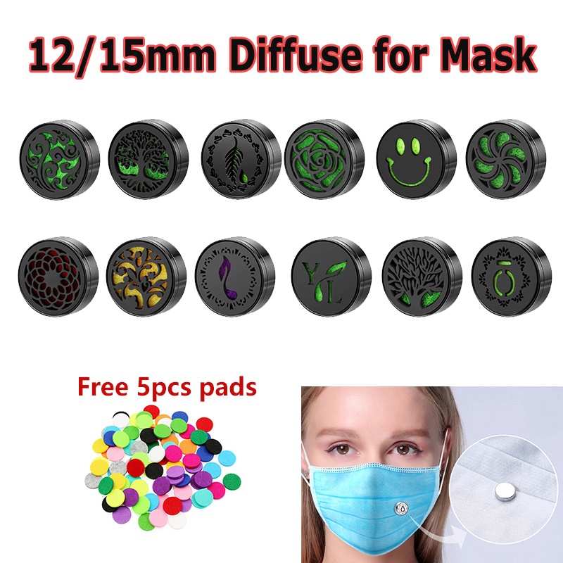 Free 10 pcs Pads New Black 12mm 15mm Essential Oil Diffuser for Mask ...