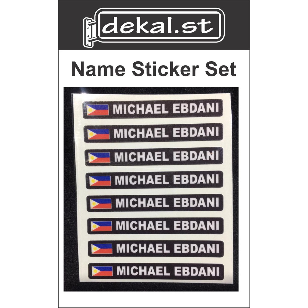 Customized Name Sticker / Decals Black Background (8pcs per set