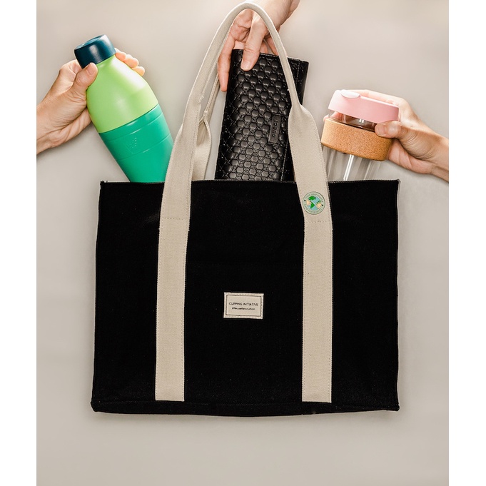 Canvas tote bag with compartments best sale